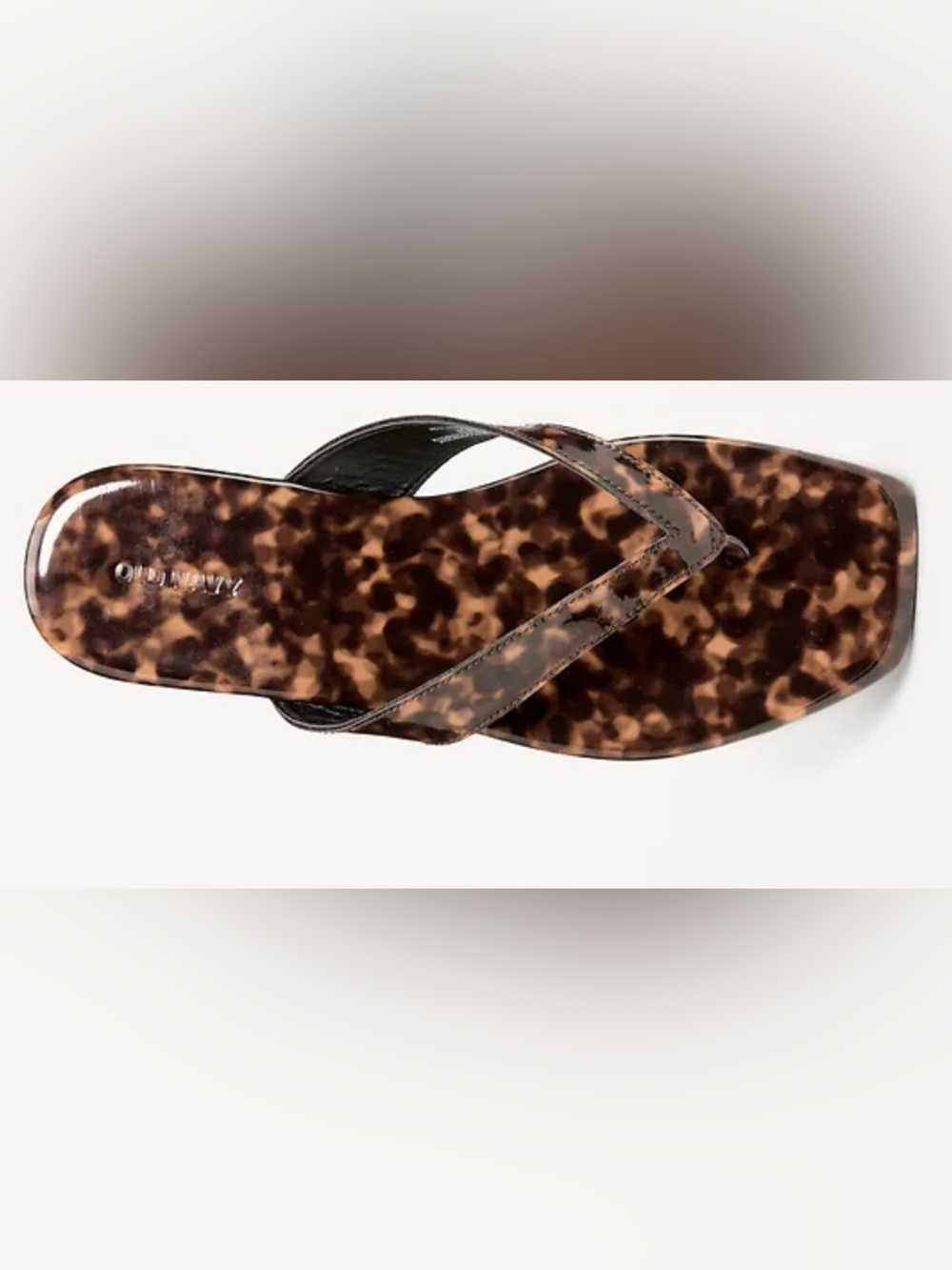 NWT Old Navy Faux Leather Flip Flops, Tortoise Shell Print, Square Toe, Sz 11